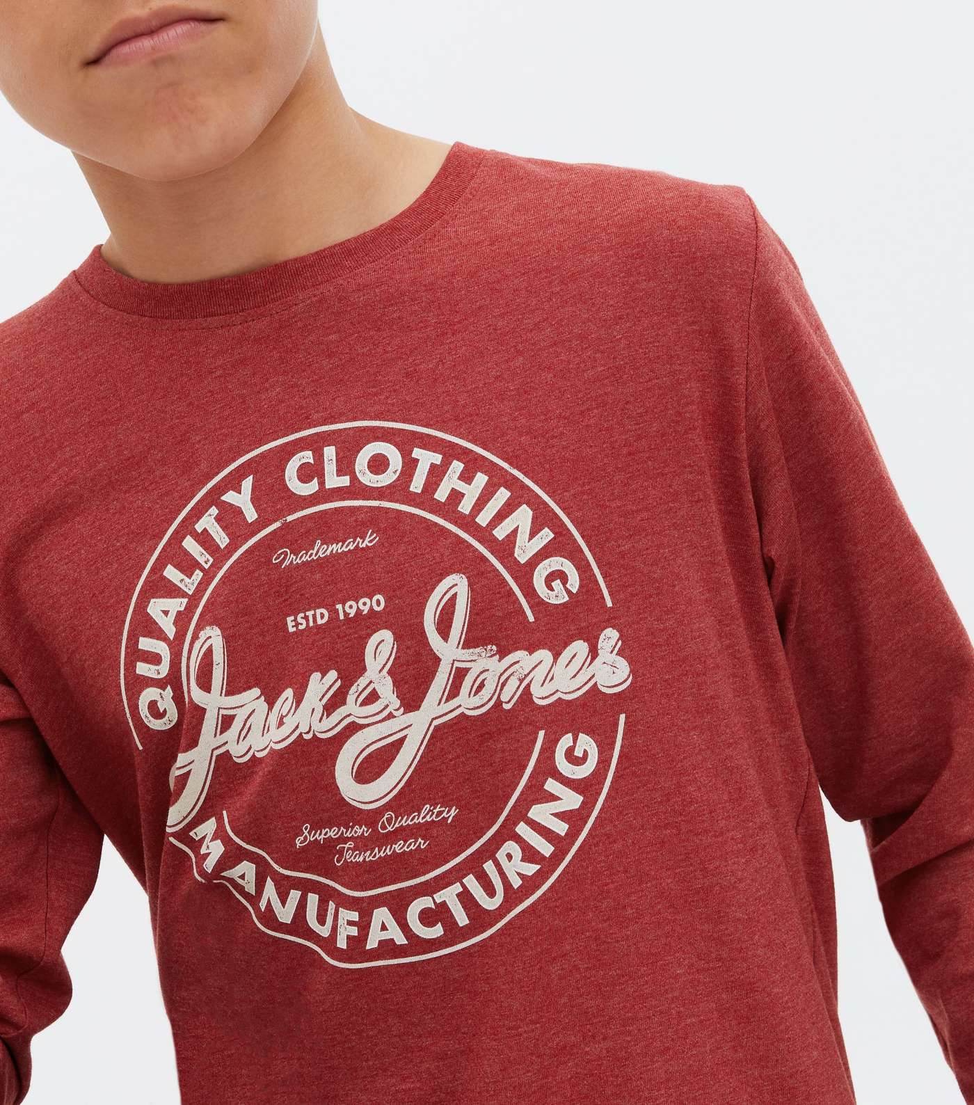 Jack & Jones Junior Red Long Sleeve Logo T-Shirt Image 2