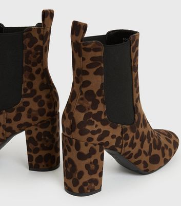 cheetah print block heel booties