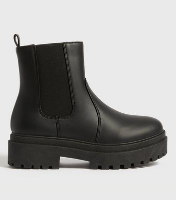 Black High Ankle Chunky Chelsea Boots