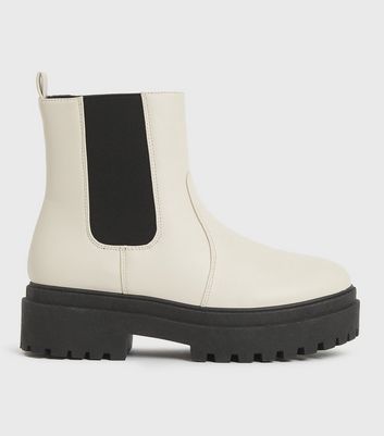 white chunky chelsea boots