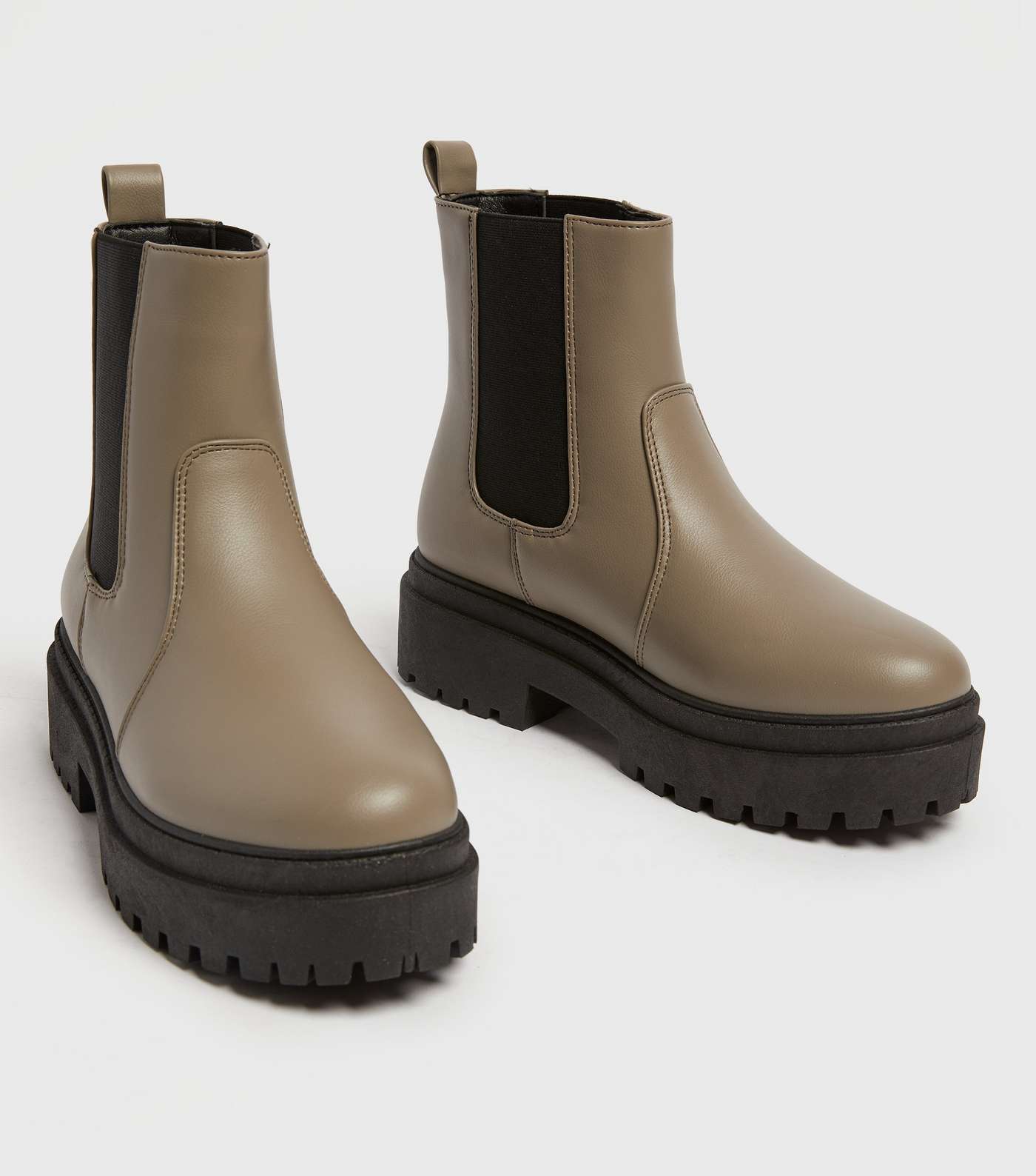 Light Brown High Ankle Chunky Chelsea Boots Image 3