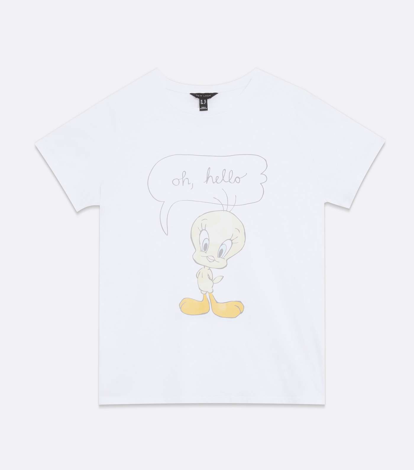 White Looney Tunes Oh Hello Tweety Logo T-Shirt Image 5