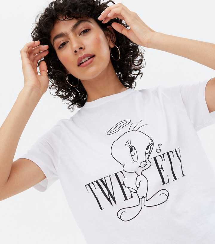 White Looney Tunes | T-Shirt Look Logo Tweety New