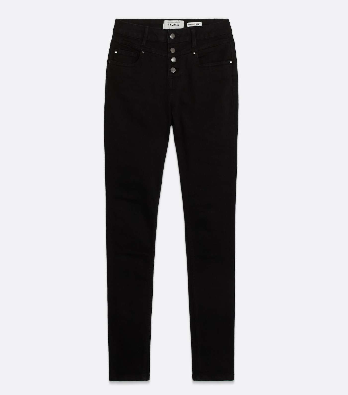 Girls Black 4 Button High Waist Yazmin Skinny Jeans Image 5