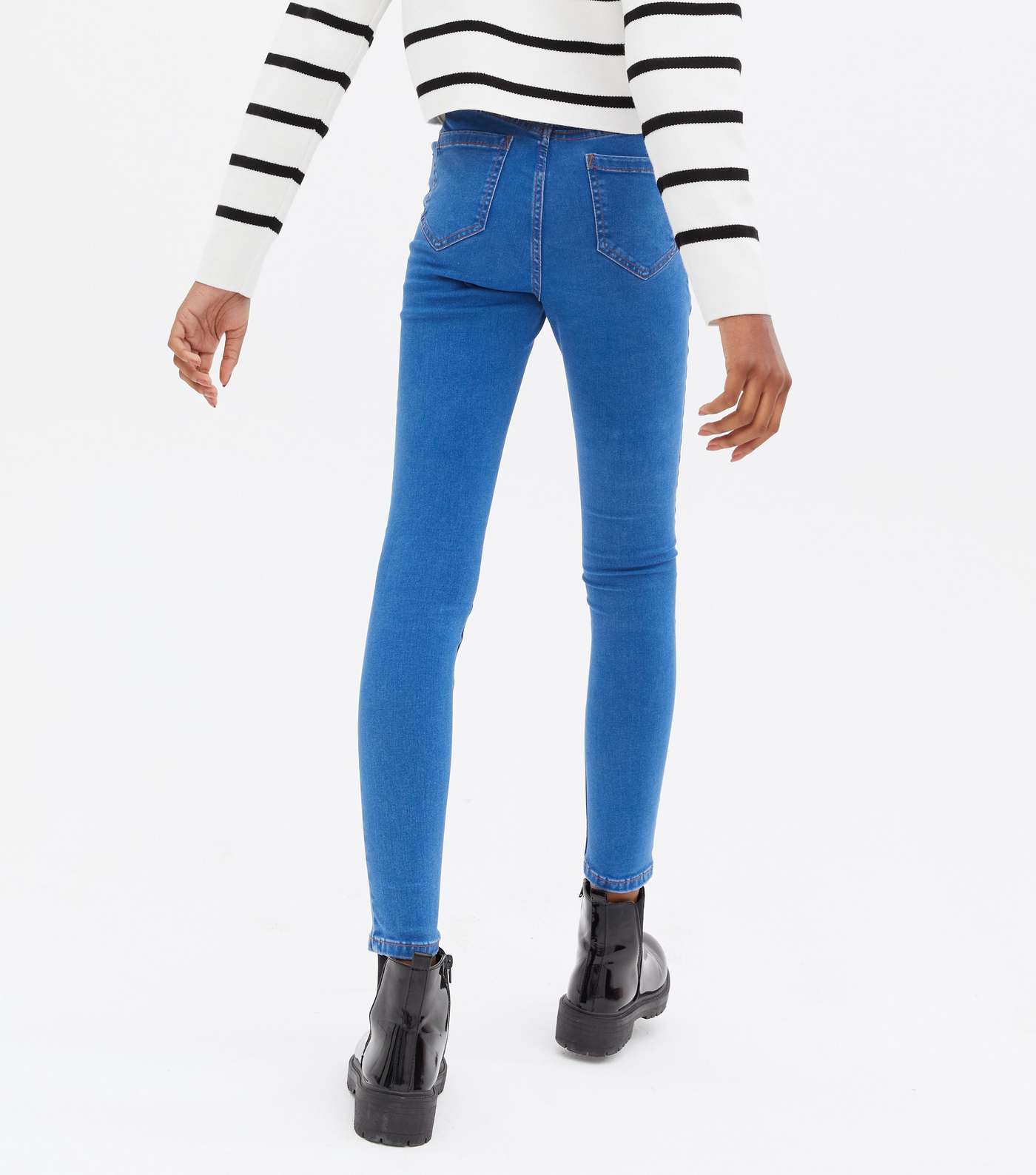 Girls Bright Blue High Waist Yazmin Skinny Jeans Image 4