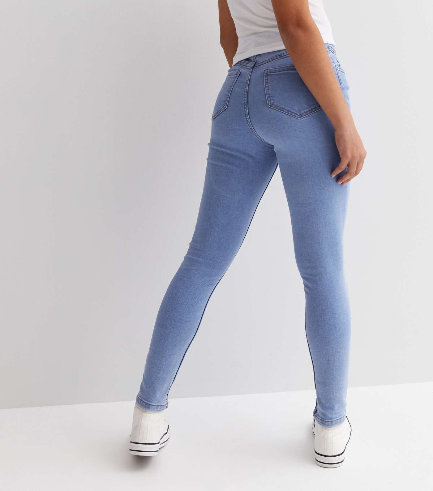 Girls Pale Blue 4 Button High Waist Yazmin Skinny Jeans Image 4