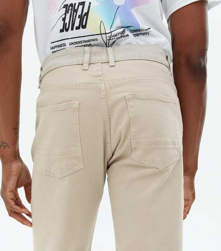 STRAIGHT FIT TROUSERS WITH BELT - Stone