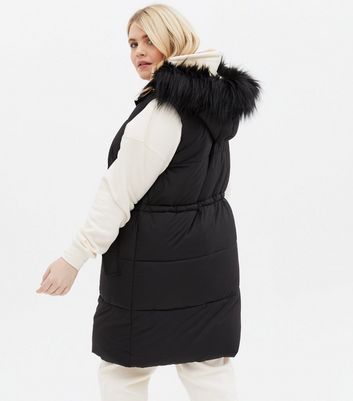 Plus size gilet store with fur hood