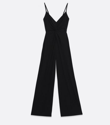 Damen Bekleidung Black Slinky Cut Out Twist Front Jumpsuit