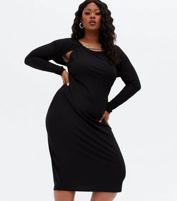 plus size long sleeve midi dress