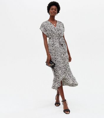 leopard midi wrap dress