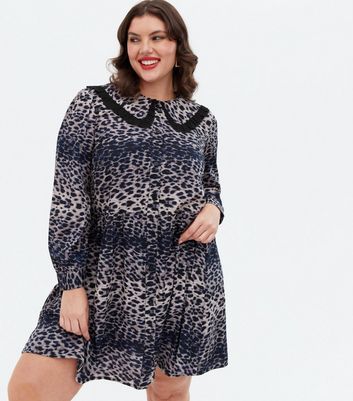 grey leopard shirt dress