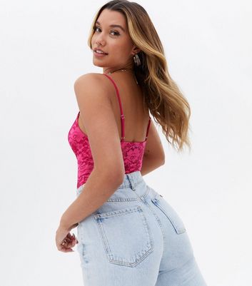 Pink lace bodysuit new deals look