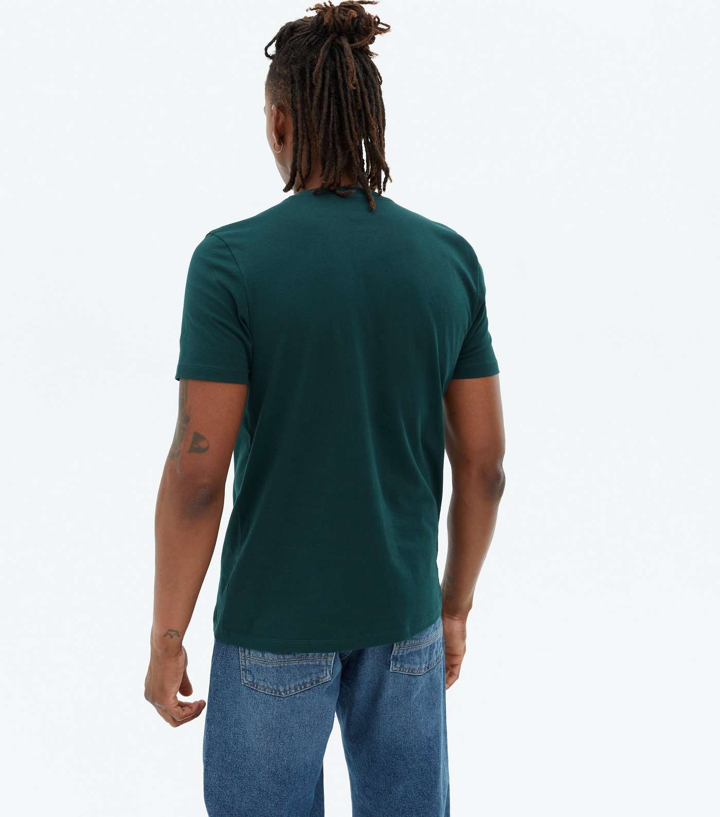 Dark Green Jersey Crew Neck T-Shirt Image 4