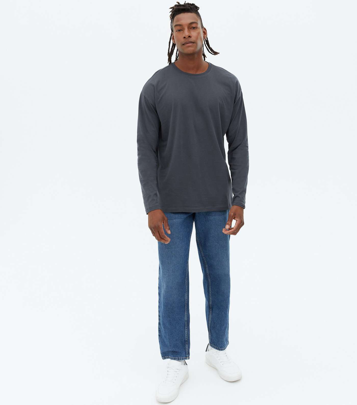 Dark Grey Long Sleeve Oversized T-Shirt Image 2