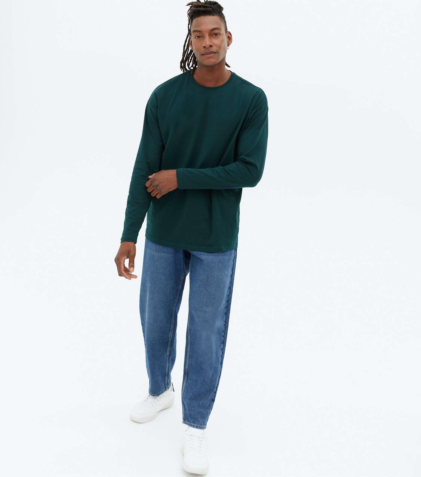 Dark Green Long Sleeve Oversized T-Shirt Image 2