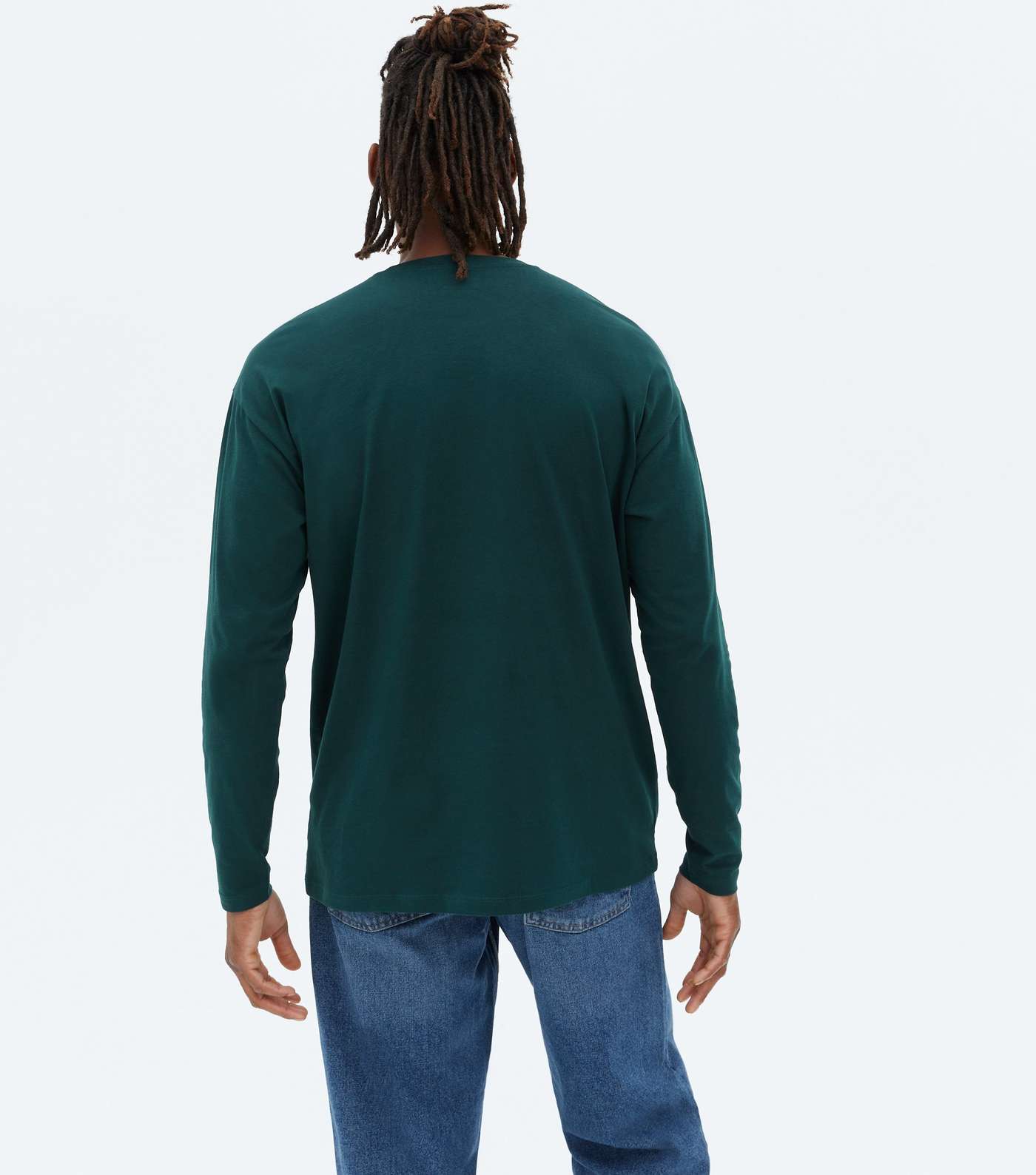 Dark Green Long Sleeve Oversized T-Shirt Image 4