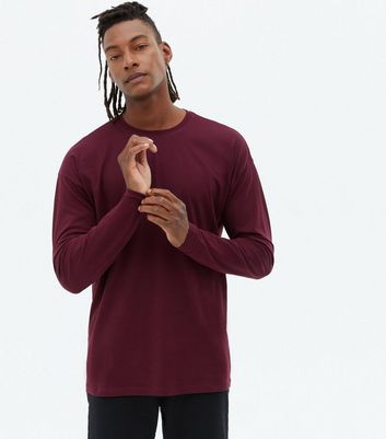Burgundy Long Sleeve Oversized T-Shirt 