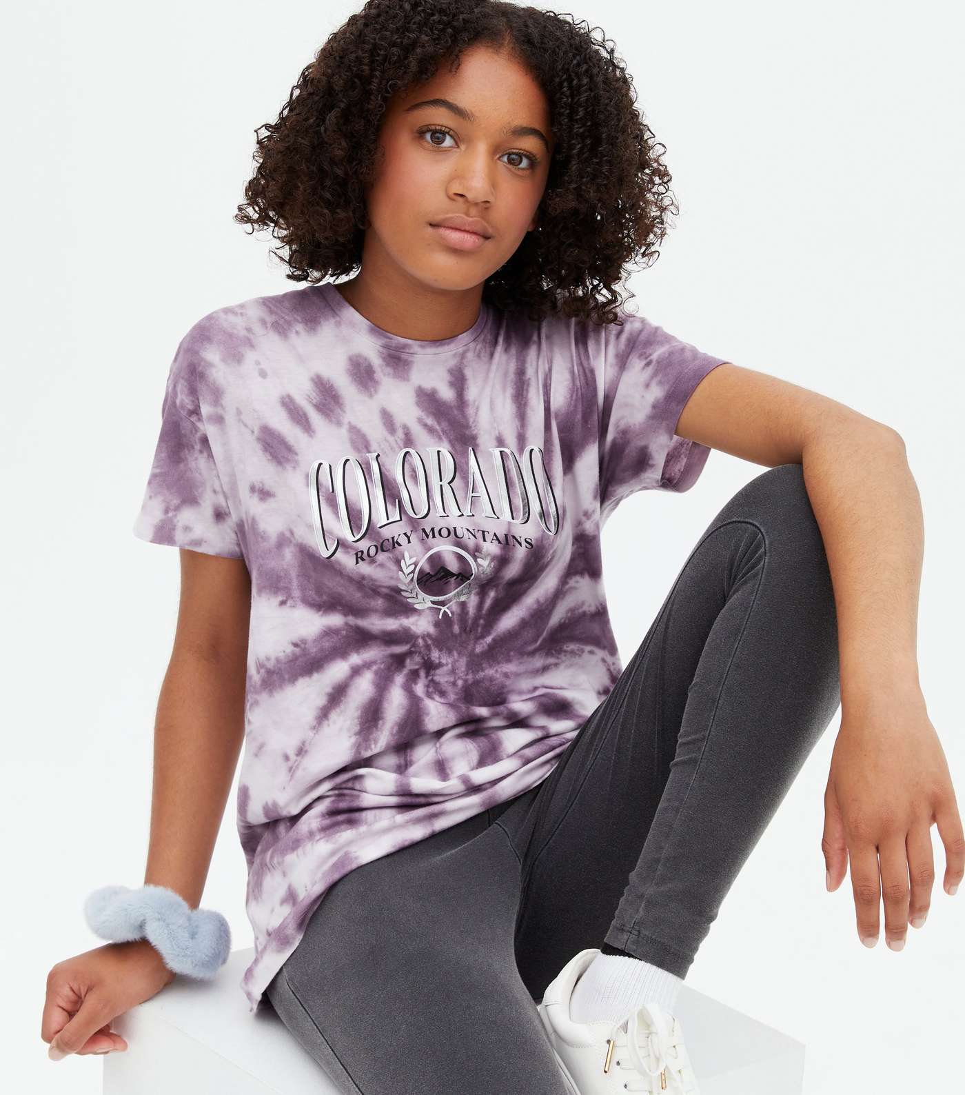 Girls Lilac Tie Dye Colorado Logo Long T-Shirt