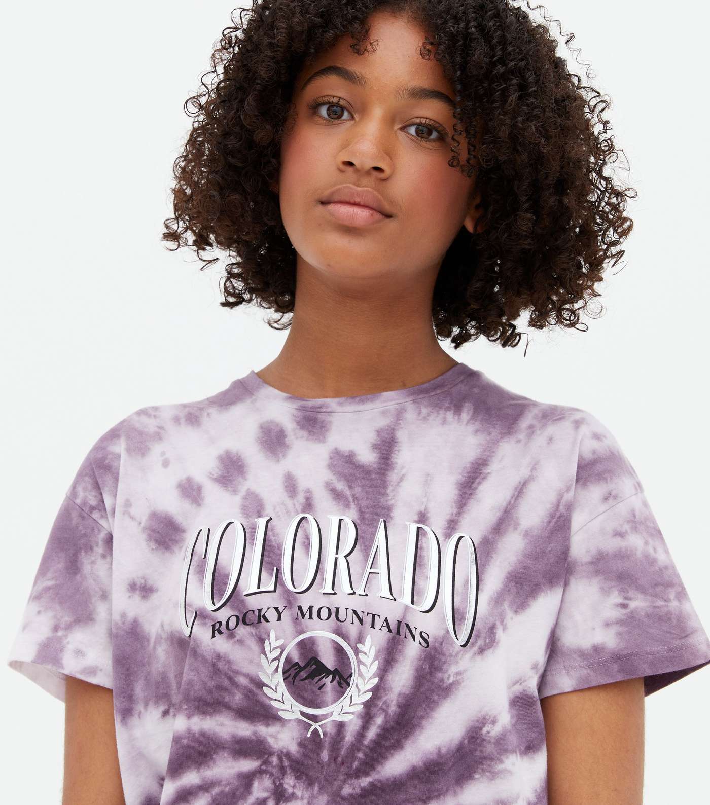 Girls Lilac Tie Dye Colorado Logo Long T-Shirt Image 3