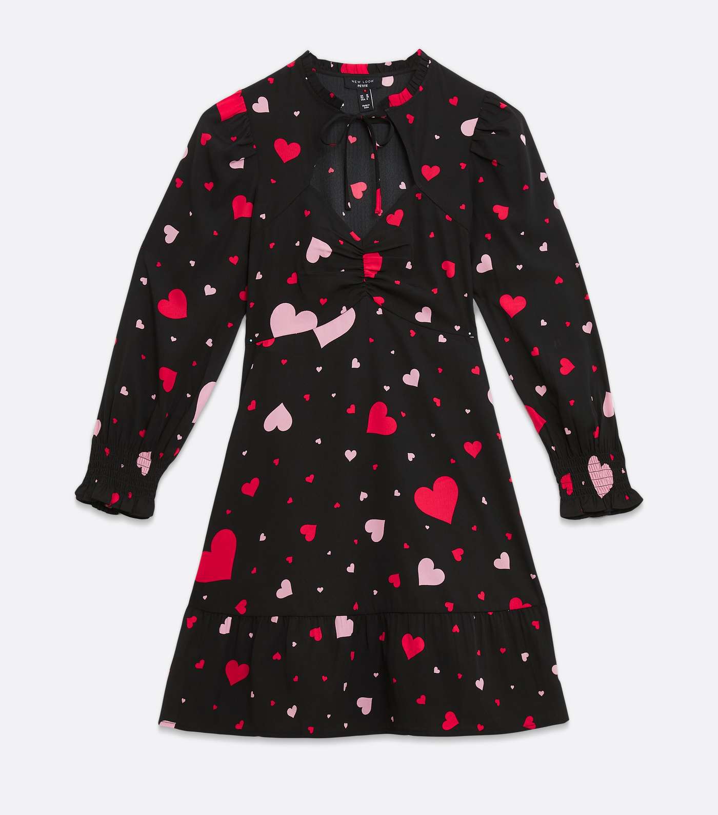 Petite Black Heart Crepe Cut Out Mini Dress Image 5