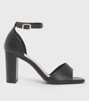 Black Open Toe Block Heel Sandals | New 