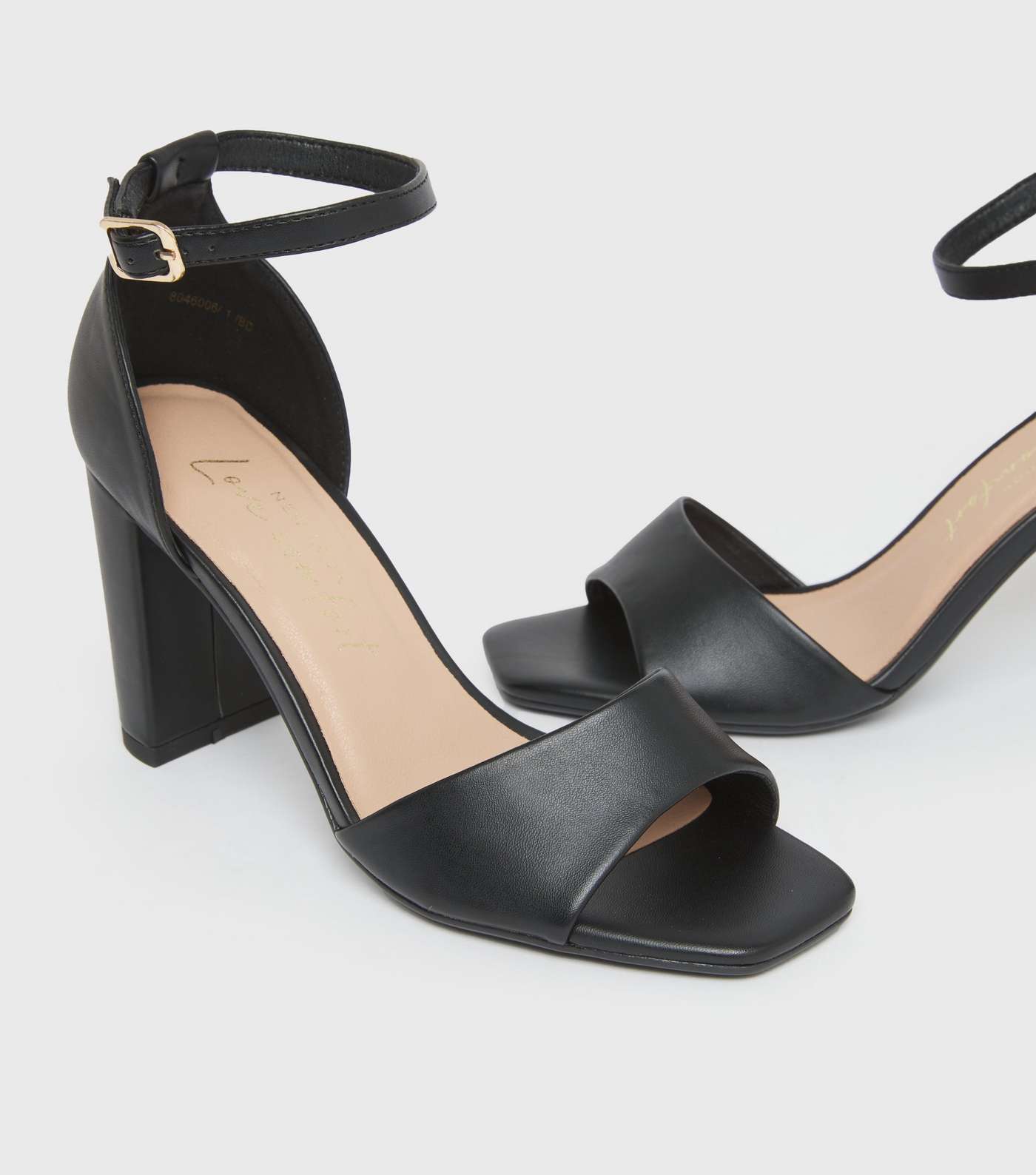 Black Open Toe Block Heel Sandals Image 3