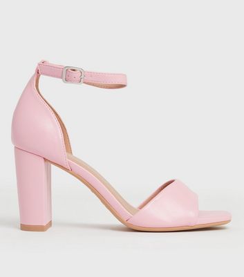 soft pink block heels