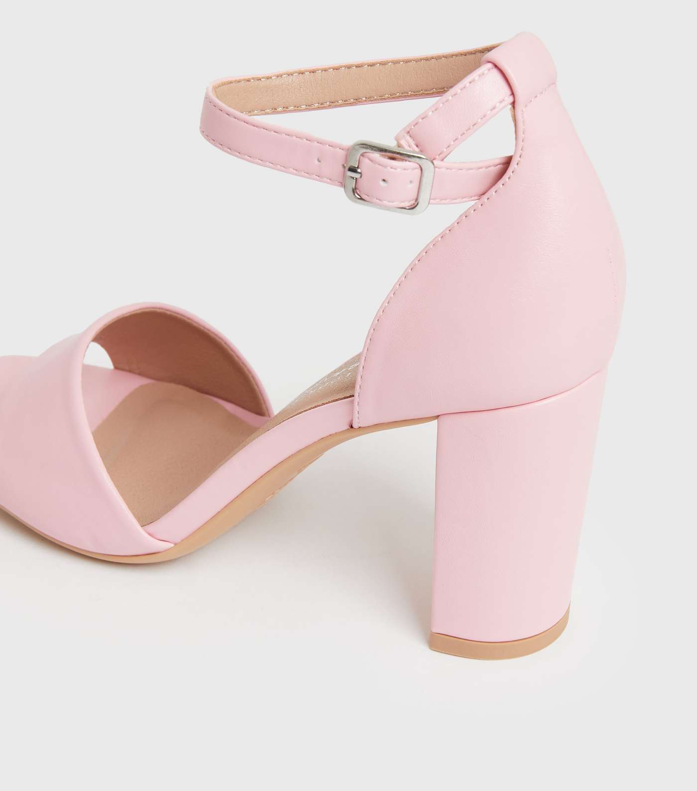 Pink Open Toe Block Heel Sandals Image 4