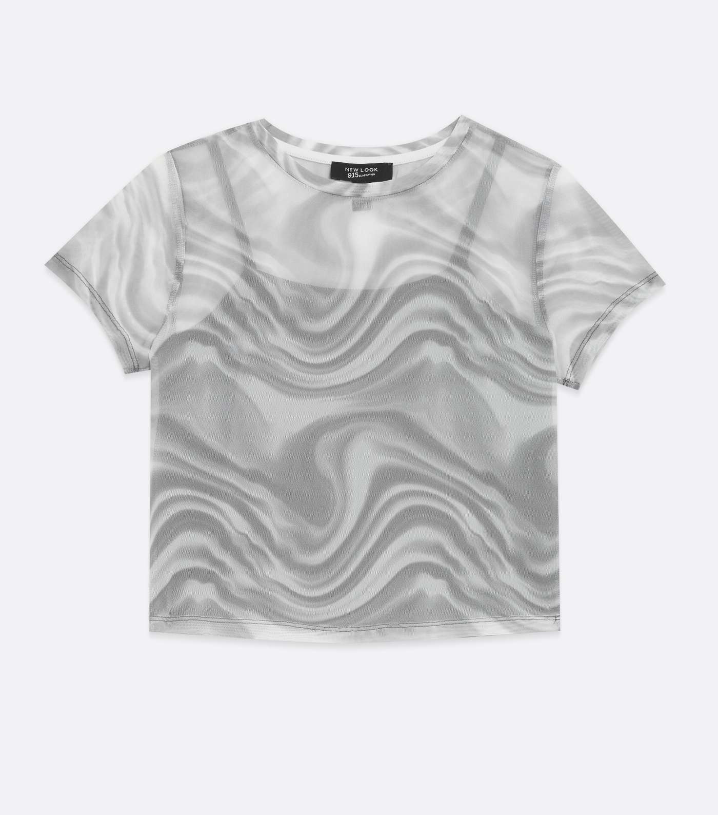 Girls Light Grey Marble Mesh T-Shirt Image 5