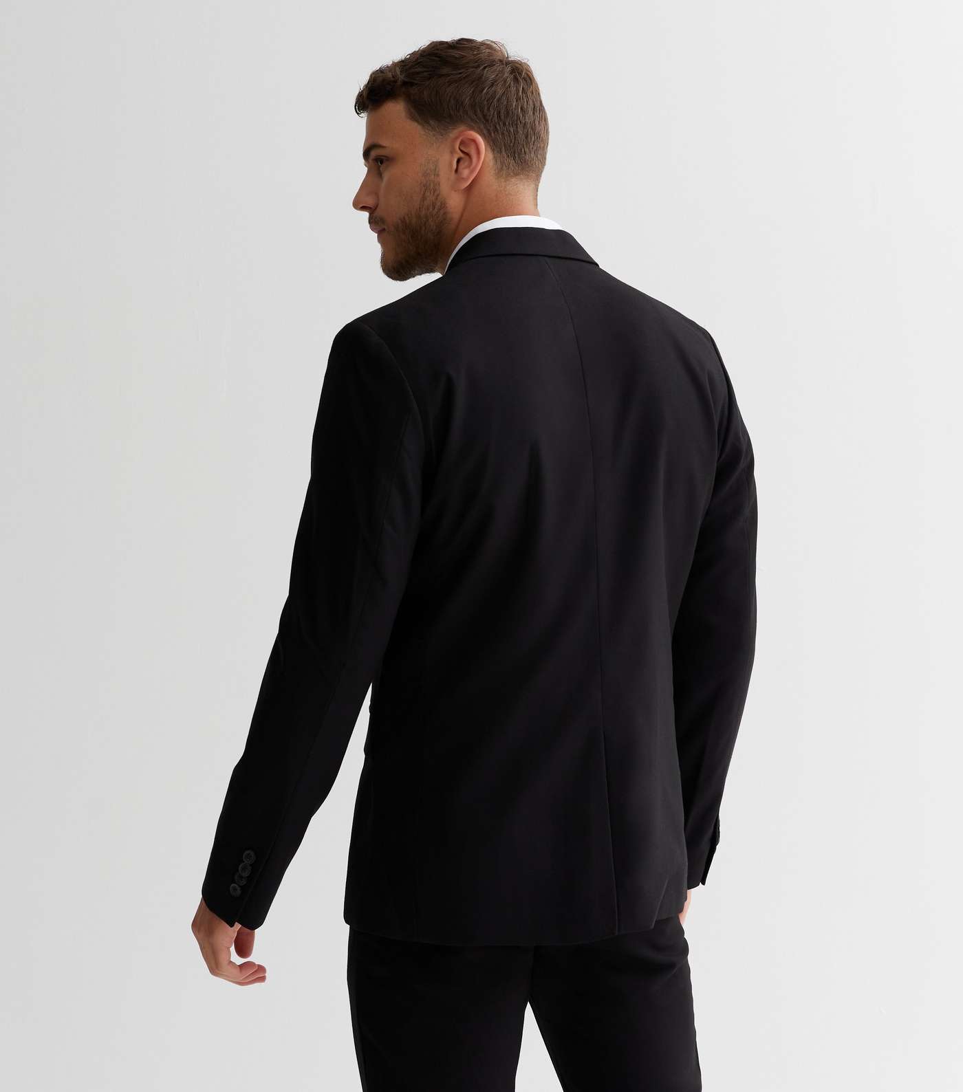 Black Revere Collar Skinny Fit Suit Jacket Image 4