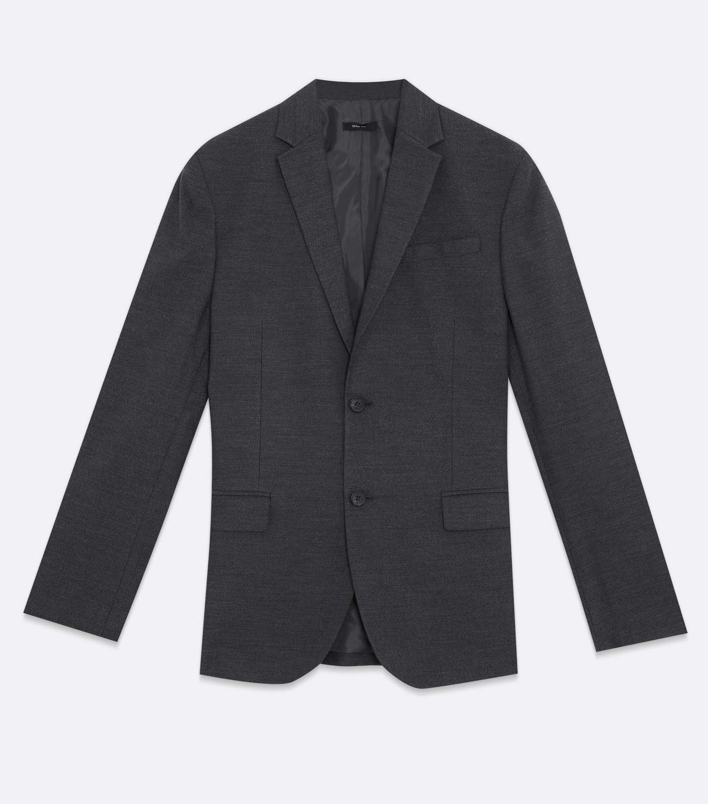 Dark Grey Revere Collar Skinny Fit Suit Jacket Image 5