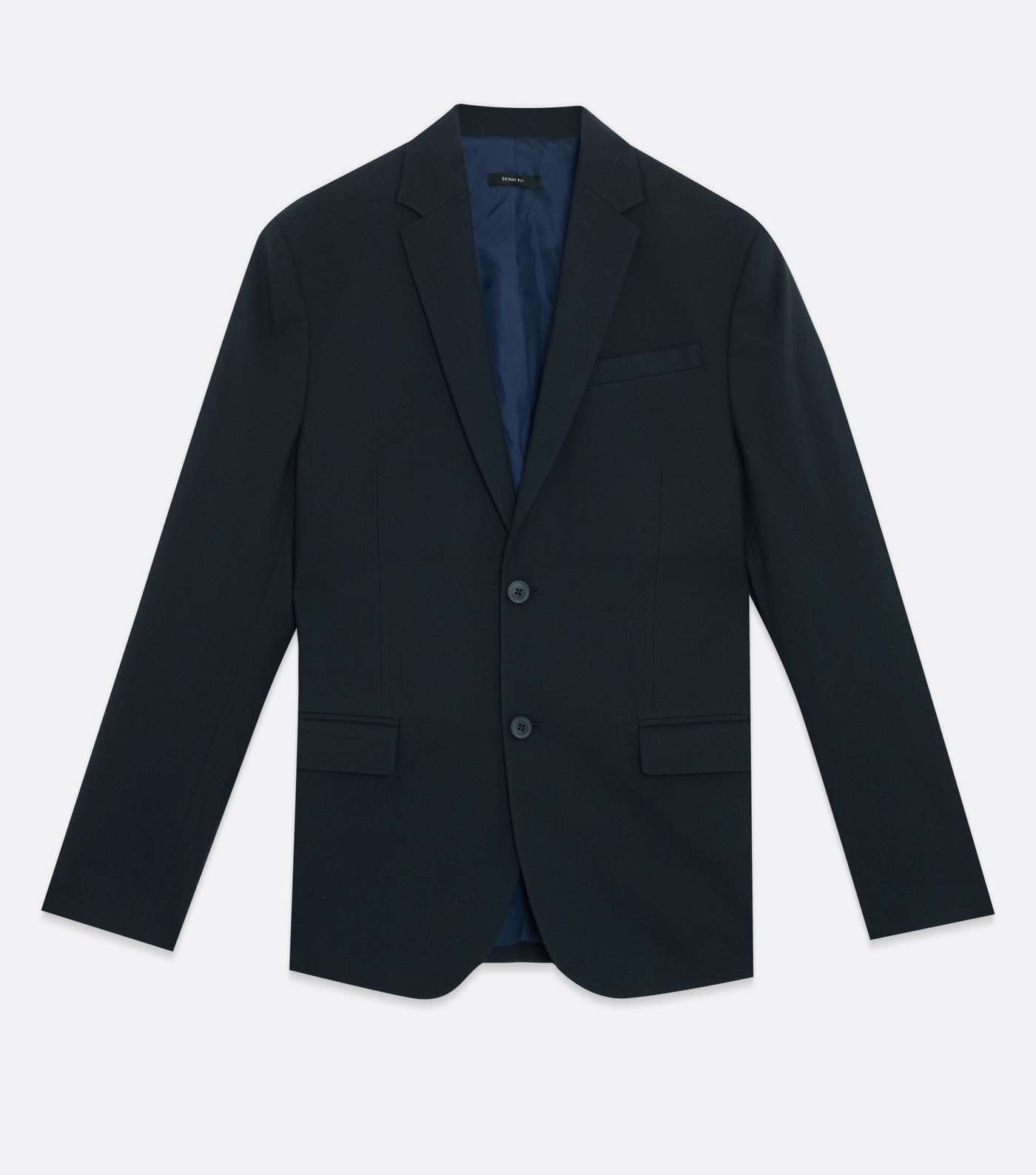 Navy Revere Collar Skinny Fit Suit Jacket Image 5