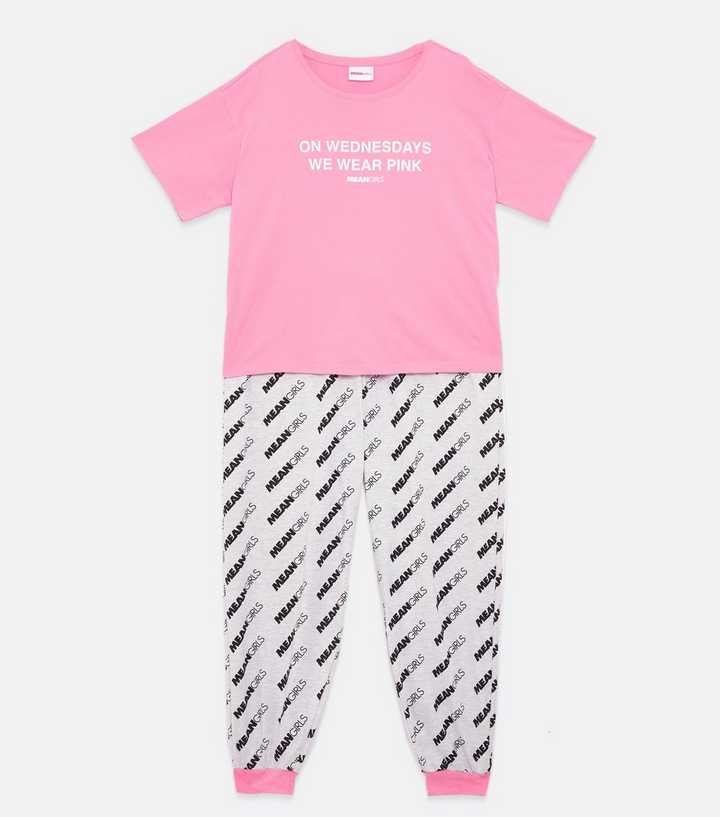 Curves Pink Jogger Pyjama Set with Mean Girls Logo