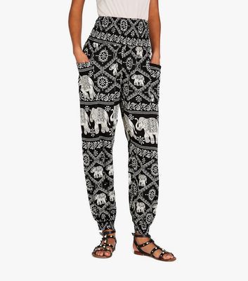 Apricot Black Elephant Paisley Joggers 