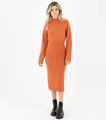 burnt orange jumper dress