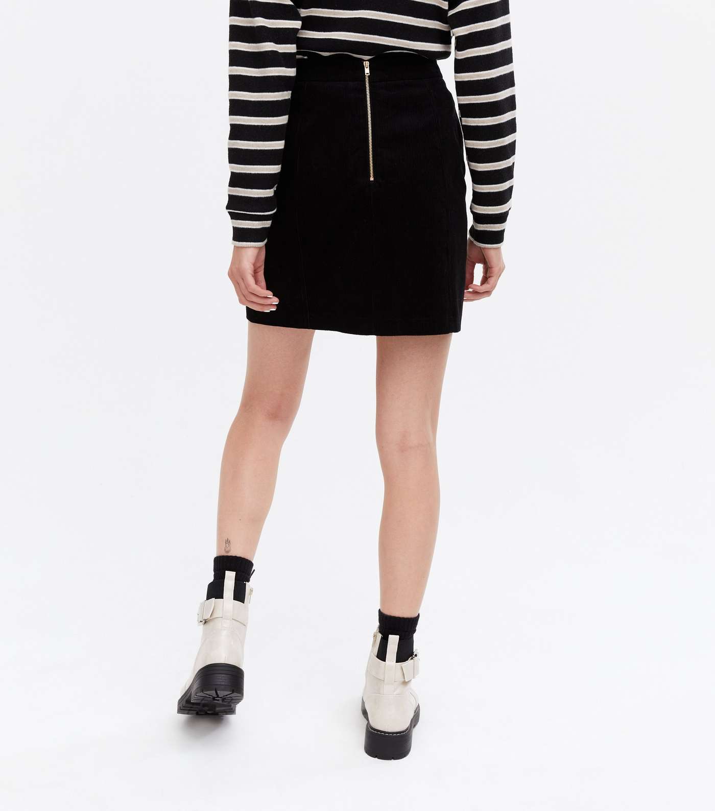 Black Cord Split Hem Mini Skirt Image 4
