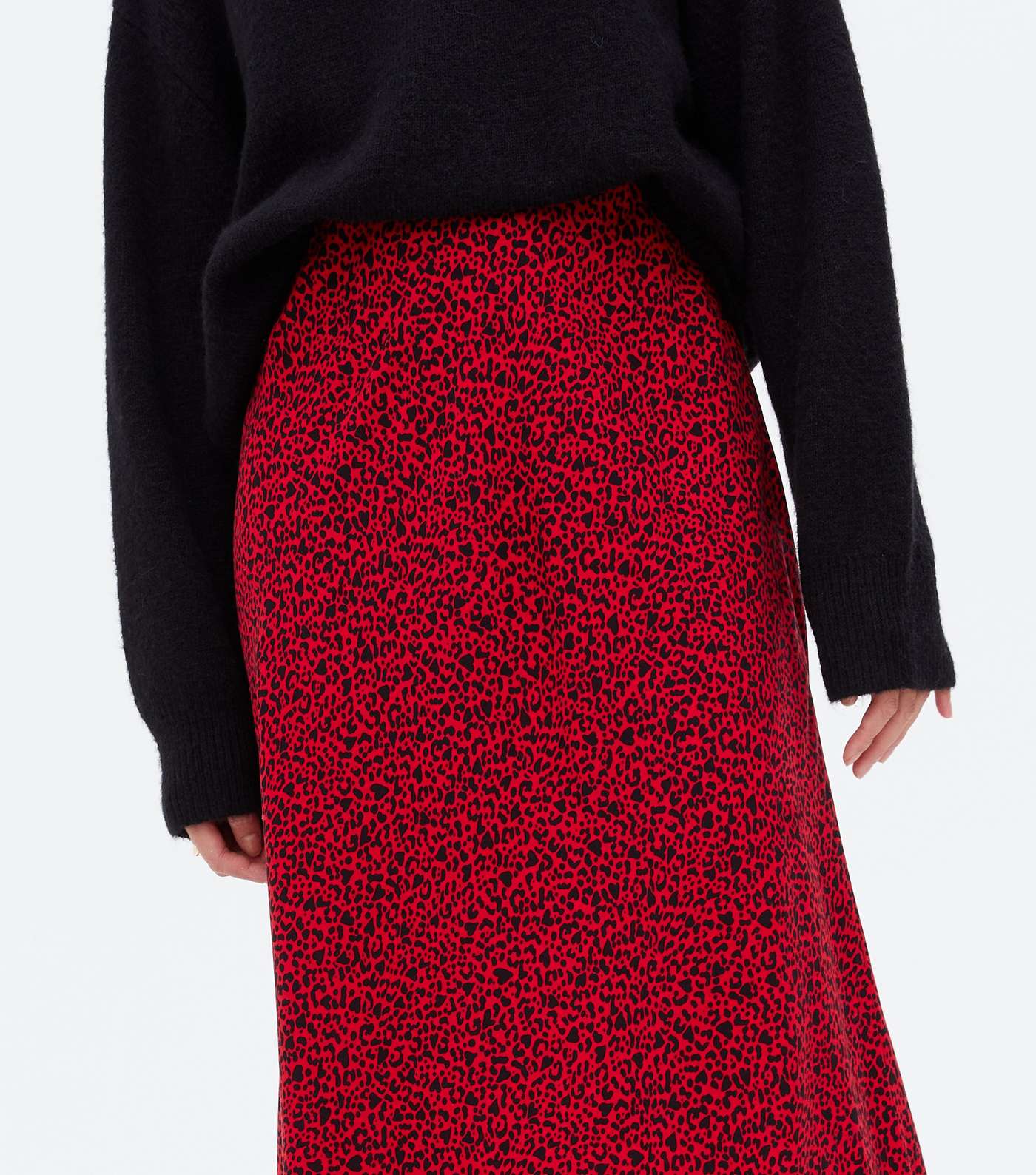 Red Leopard Print Midi Skirt Image 3