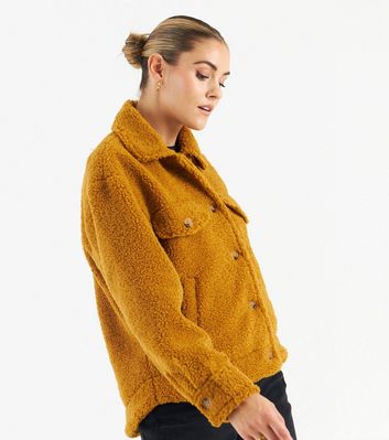 new look mustard teddy coat