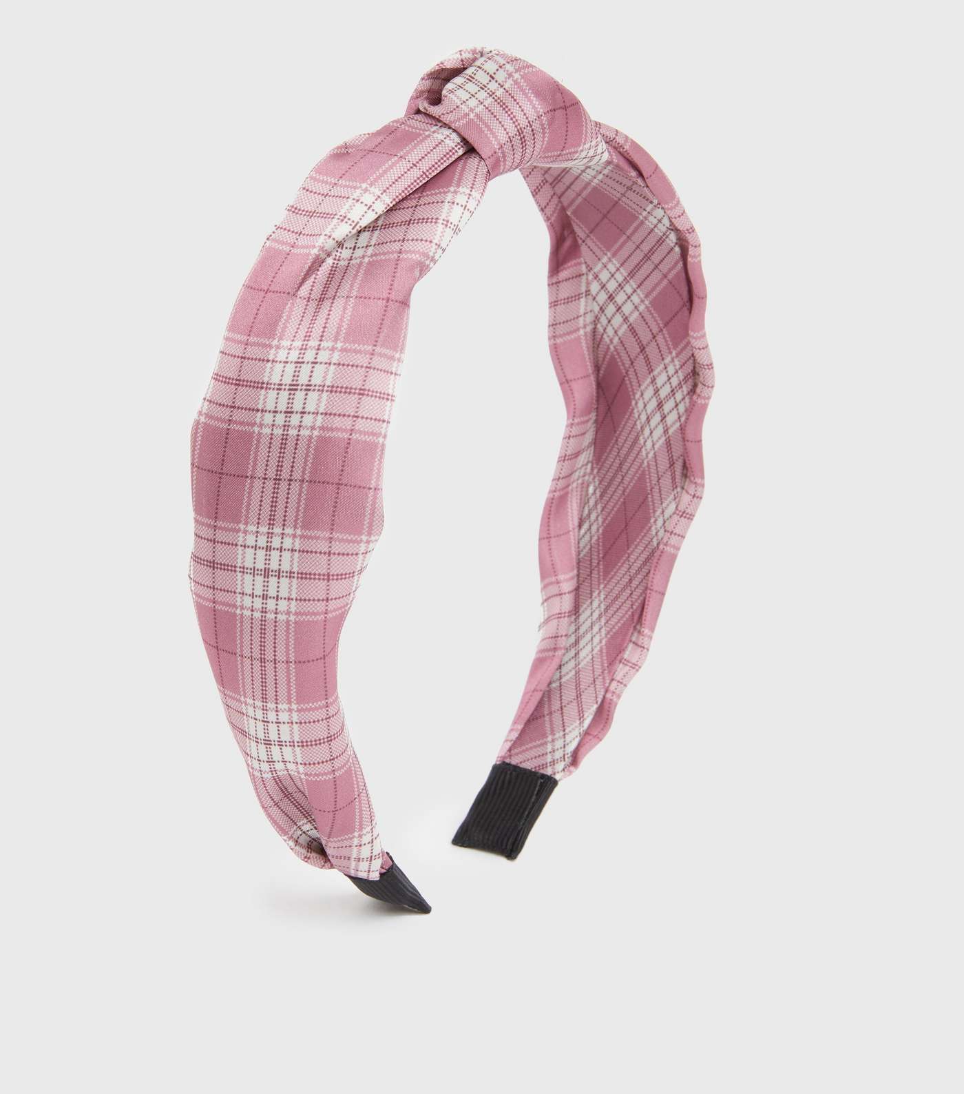 Pale Pink Check Knot Headband