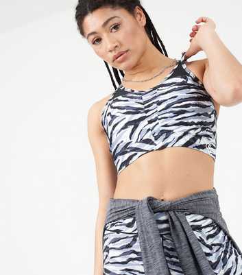 Dare 2b White Zebra Print Sports Crop Top