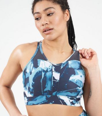 Dare 2b Blue Geometric Print Sports Crop Top New Look