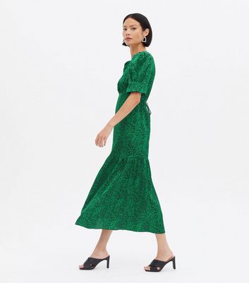 new look green animal print dress