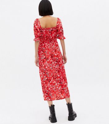 New look hotsell red dress floral