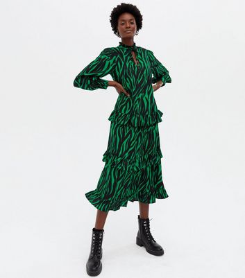 new look green and black dress