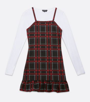 girls red pinafore dress