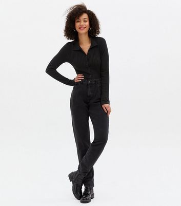 new look tall mom jeans in black