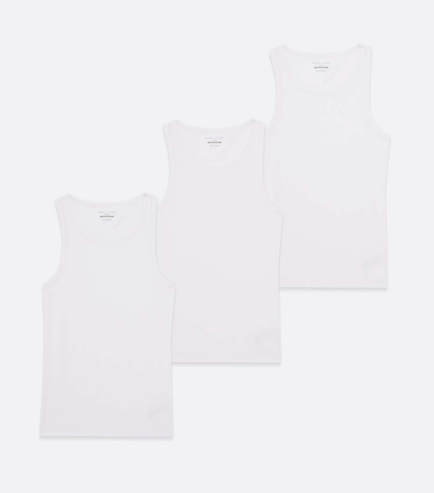 3 Pack White Muscle Fit Vests Image 5