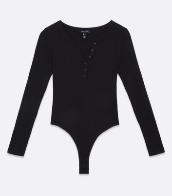 black long sleeve button bodysuit