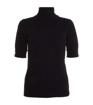 Click to view product details and reviews for Quiz Black Faux Pearl Knit Roll Neck Jumper New Look.